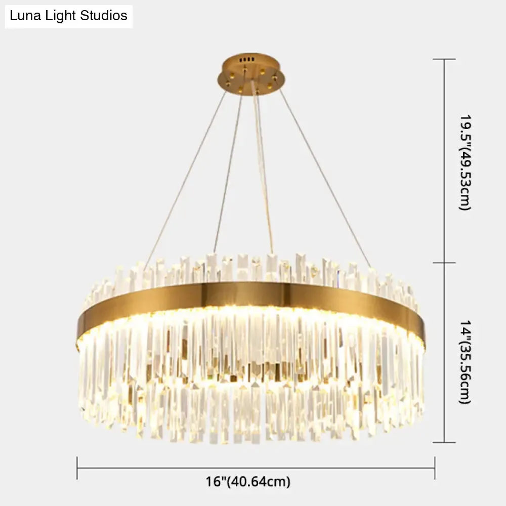 Contemporary LED Pendant Lamp with Crystal Shade & Gold Finish