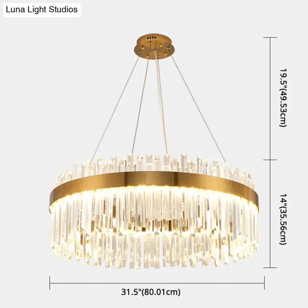 Contemporary LED Pendant Lamp with Crystal Shade & Gold Finish