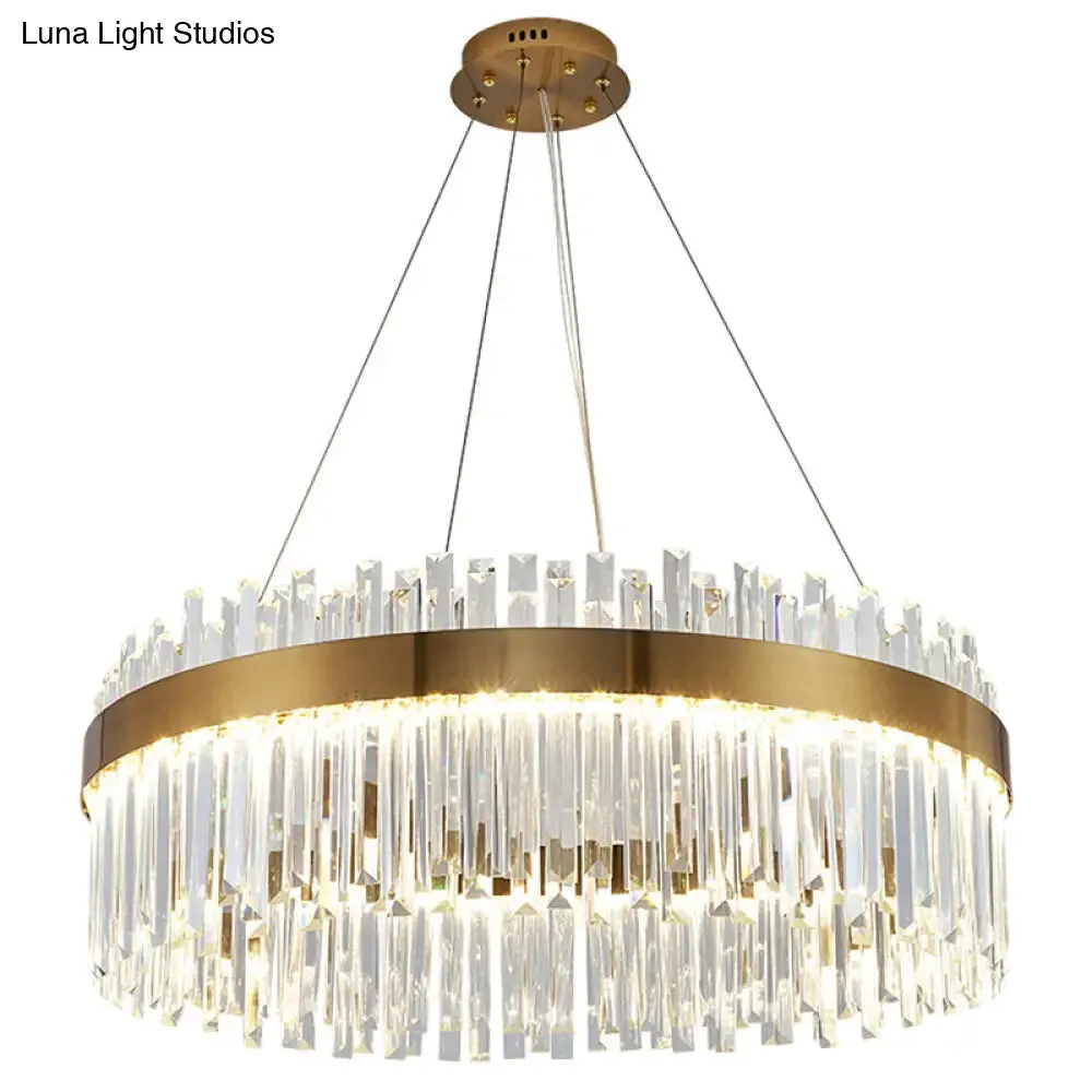 Contemporary LED Pendant Lamp with Crystal Shade & Gold Finish