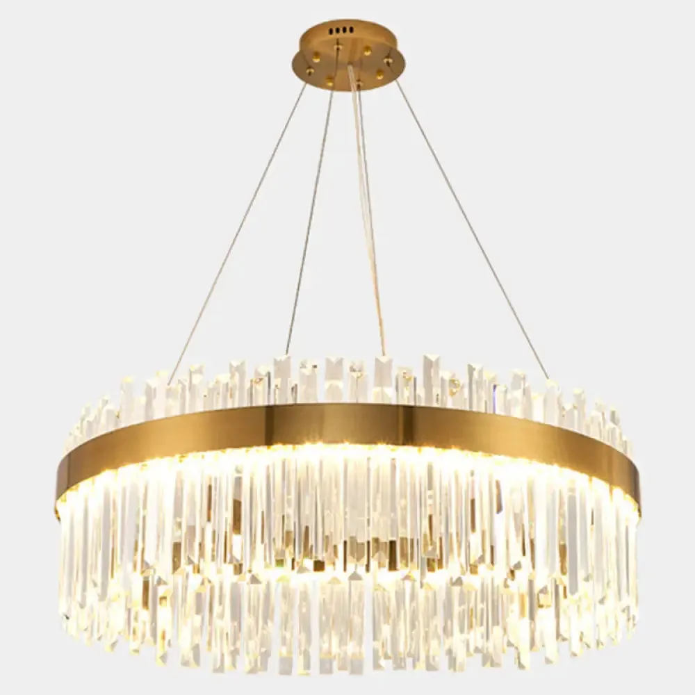 Contemporary LED Pendant Lamp with Crystal Shade & Gold Finish