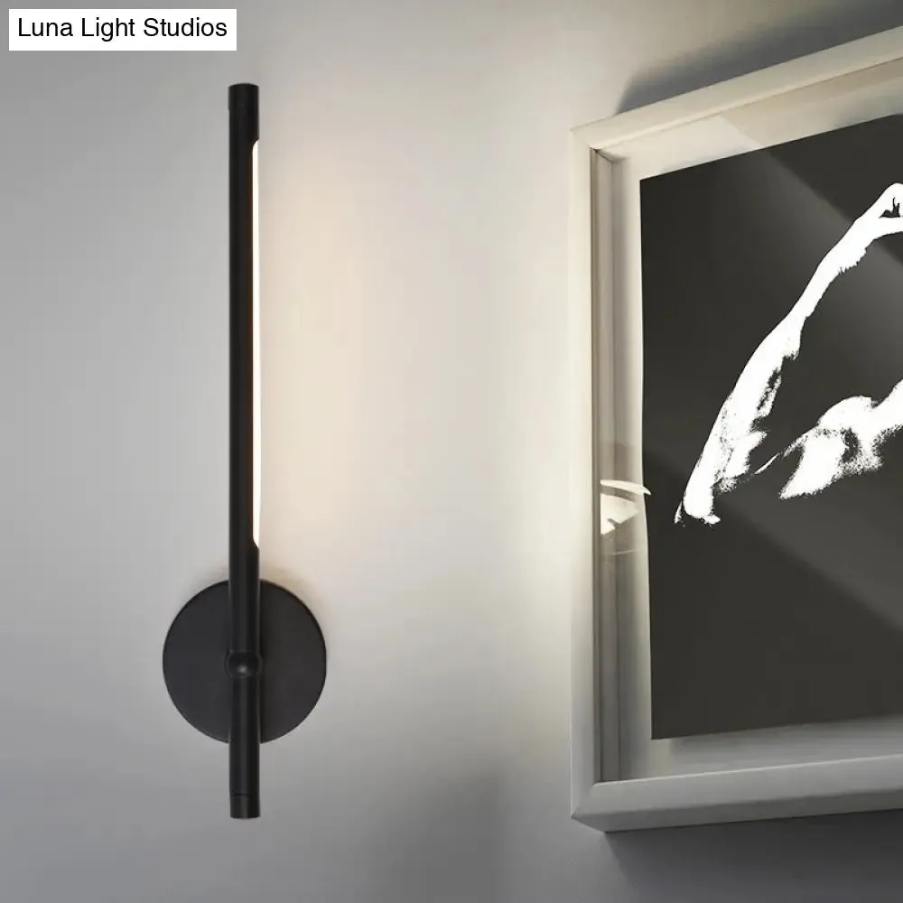 Contemporary LED Sconce Light - Metal and Acrylic Shade - Black/White Tubular Wall Mount - Warm/White Light