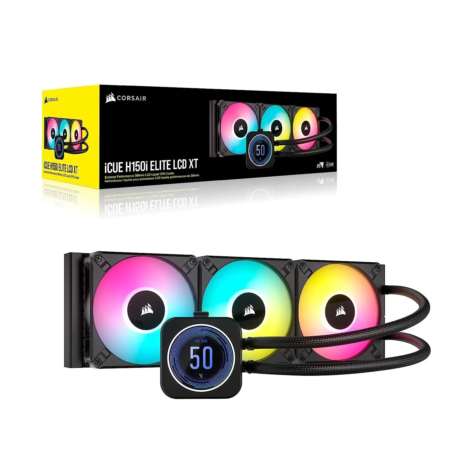 CORSAIR ICUE H150I 360MM ELITE LCD XT AIO LIQUID COOLER BLACK