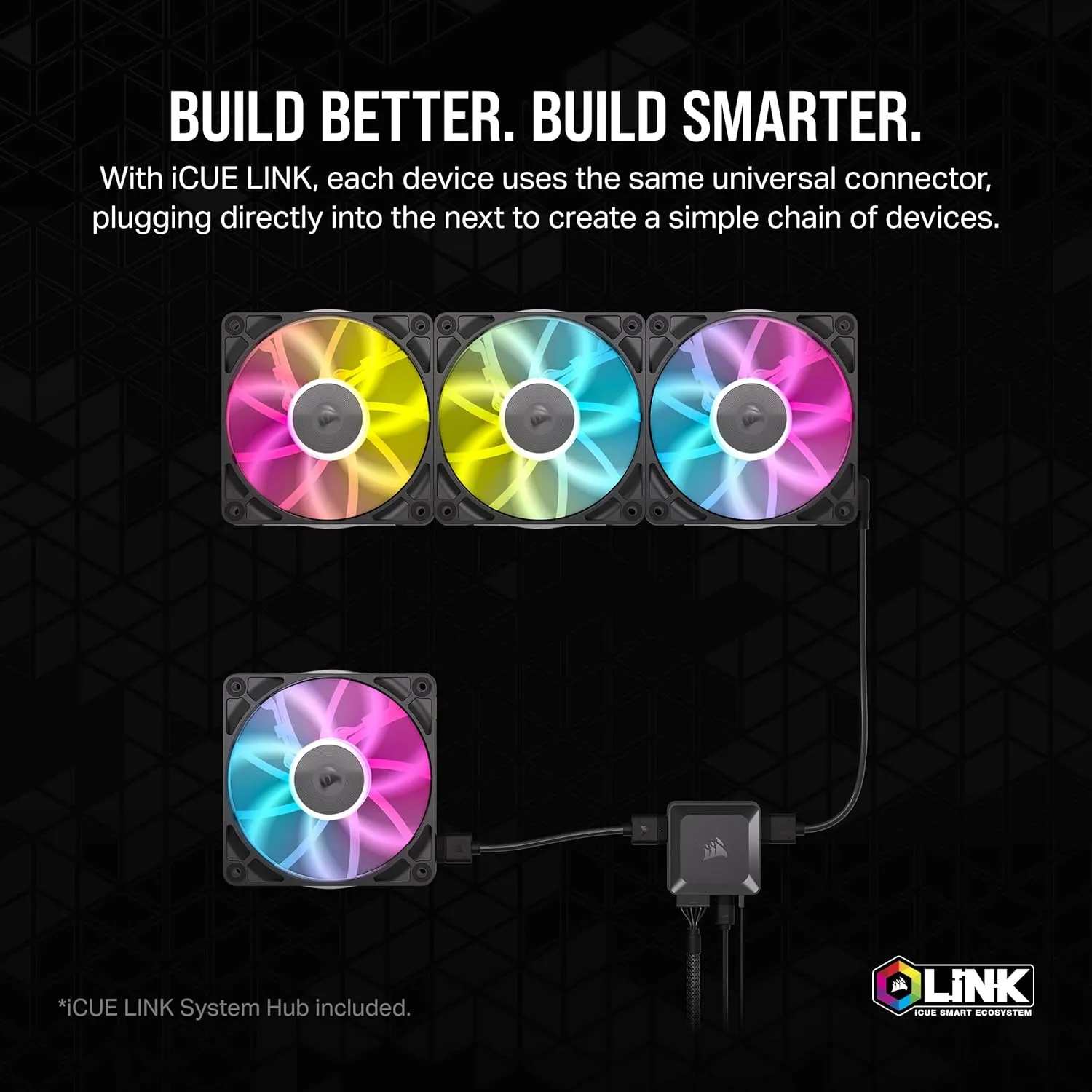 Corsair iCUE LINK RX120 RGB Starter Kit 120mm PWM 風扇 - Black 黑色 (Triple Pack 三件裝) CO-9051018-WW