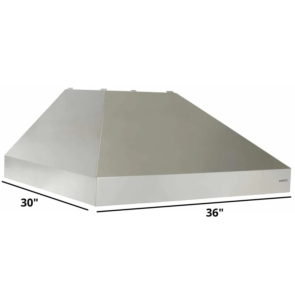 Coyote C1HOOD36 36-Inch Outdoor Ventilation Hood w/ Internal 1200 CFM Blower Motor