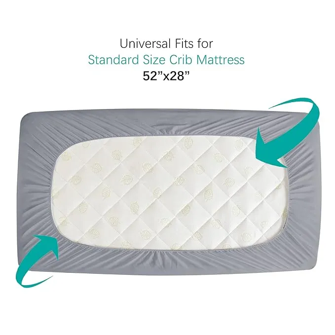 Crib Mattress Protector/ Pad Cover - Quilted Microfiber, Waterproof, Grey (for Standard Crib/ Toddler Bed)