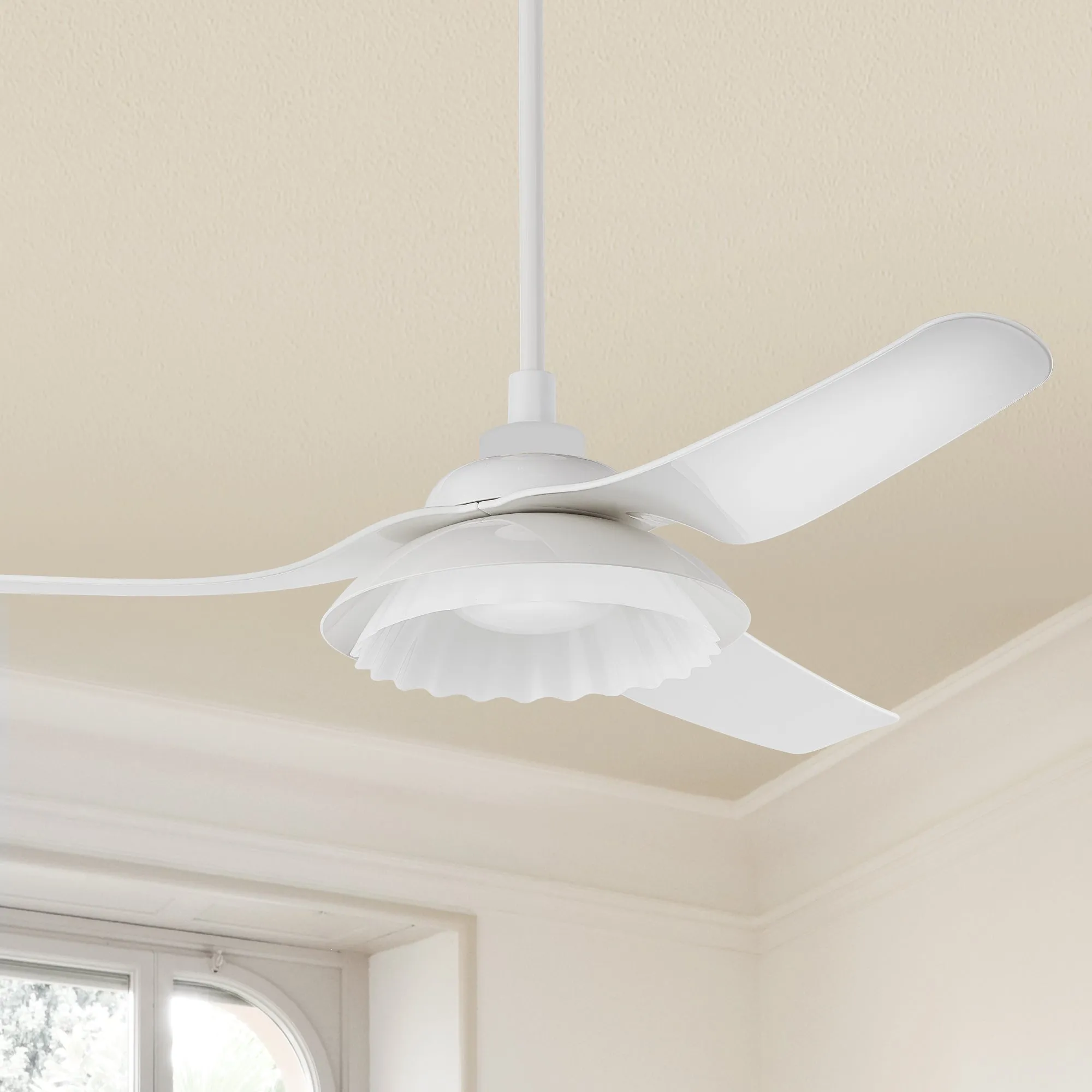 Daisy Smart White Ceiling Fan with LED Light and Remote 52"