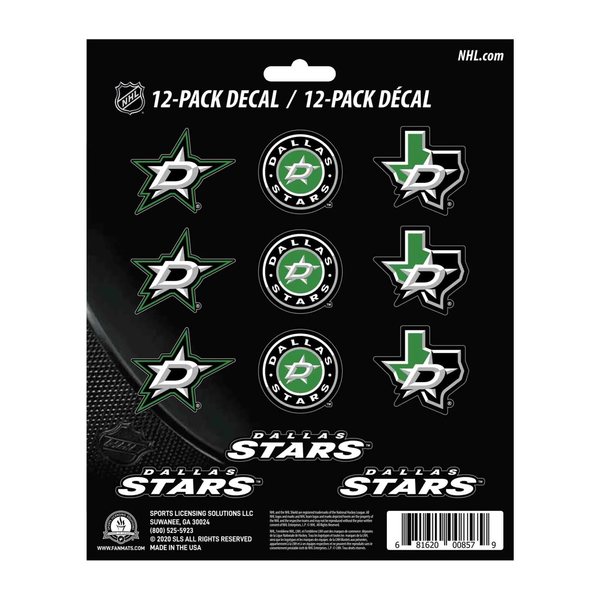 Dallas Stars 12 Count Mini Decal Sticker Pack