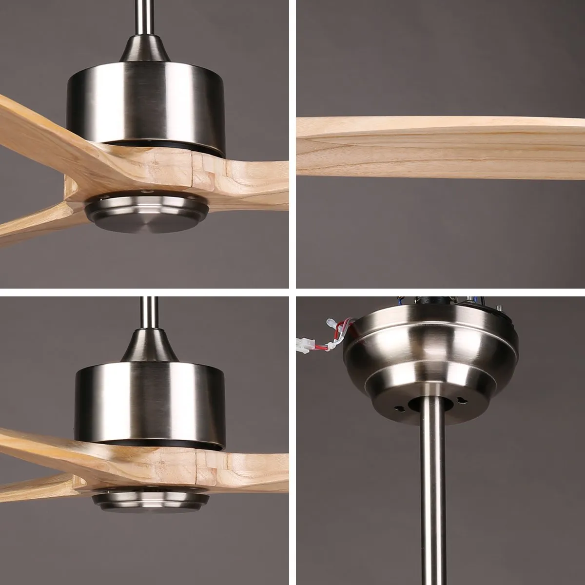 DARWIN 164cm / 65 inch 3 Blade DC Modern Timber Ceiling Fan Natural Solid wood