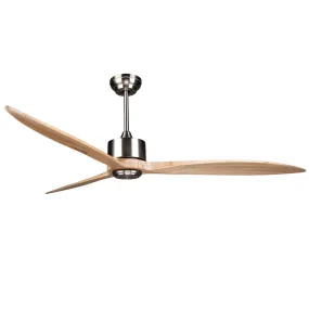 DARWIN 164cm / 65 inch 3 Blade DC Modern Timber Ceiling Fan Natural Solid wood