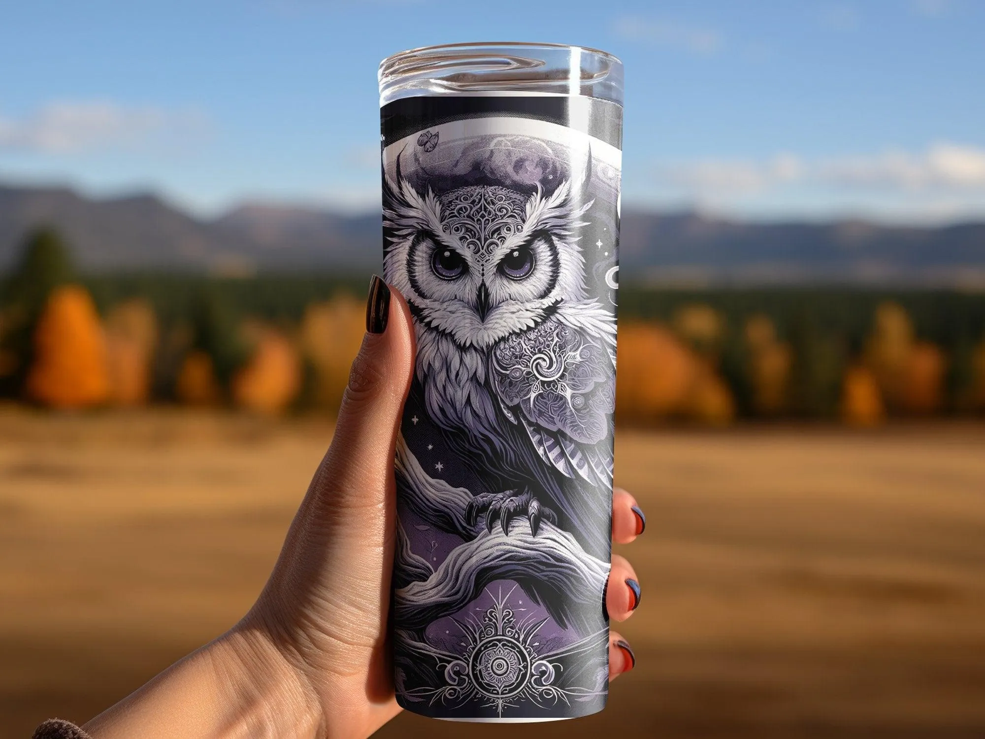 Deadpan Couture 20 oz. Stainless Steel Skinny Tumbler – Nocturnal Owl Edition