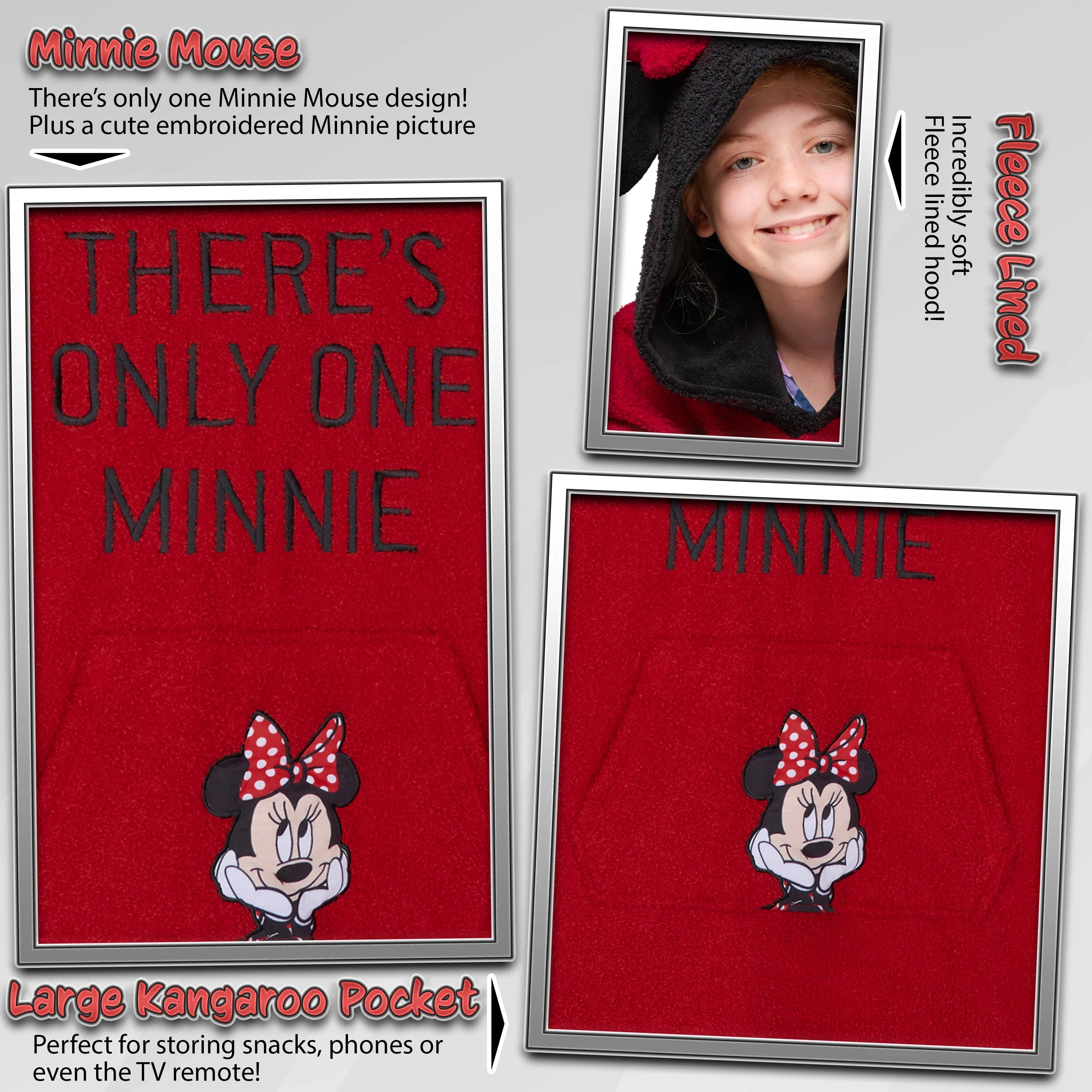 Disney Fleece Hoodie Blanket for Kids - Red Minnie