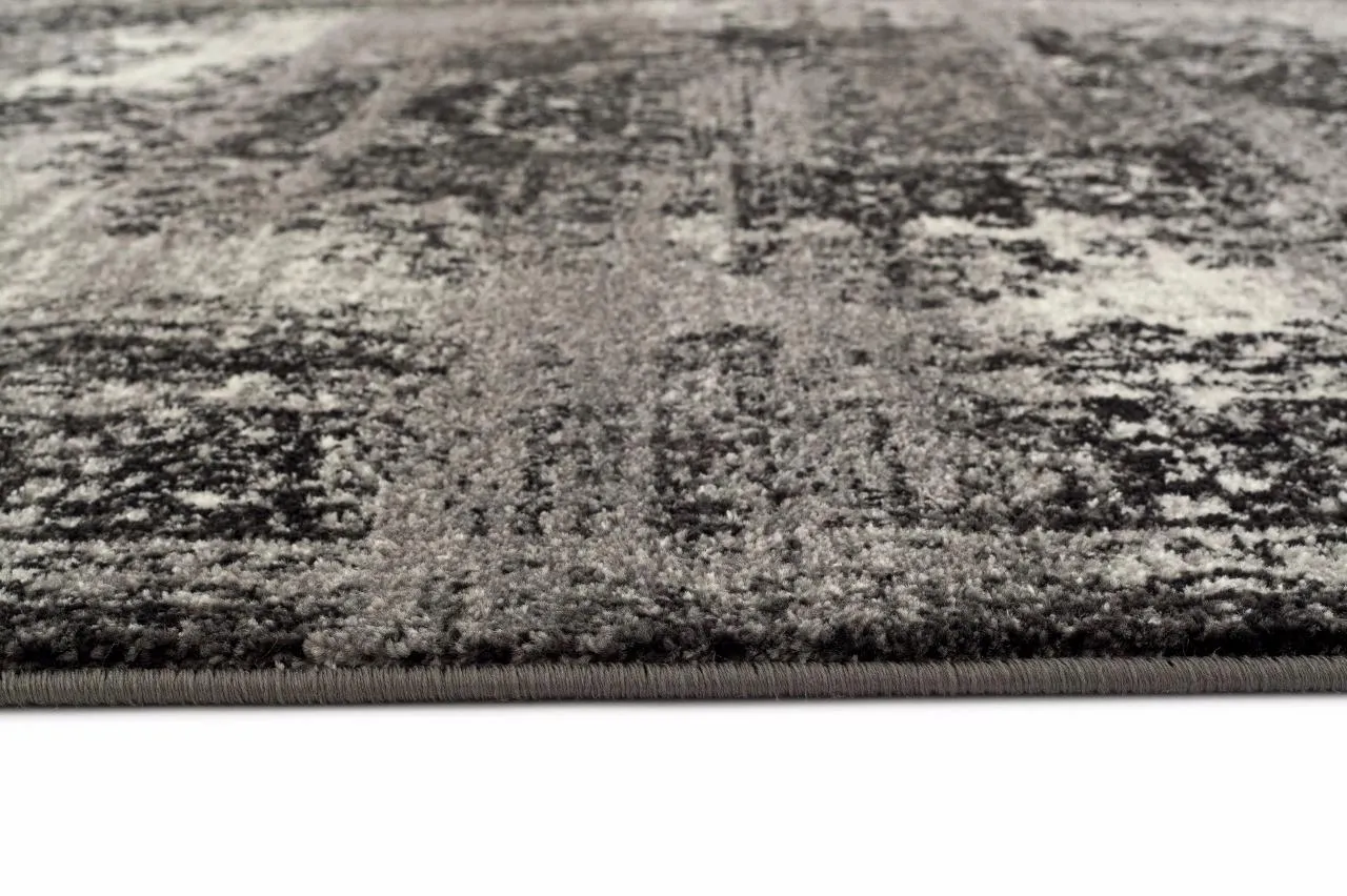 Distressed Medallion 1600 Dark Gray Oriental Area Rug