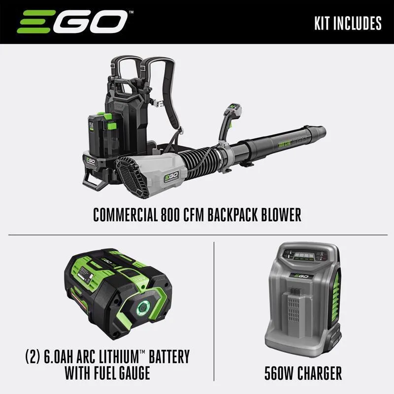 EGO Commercial LBPX8004-2 190 mph 800 CFM 56 V Battery Backpack Leaf Blower Kit (Battery & Charger)