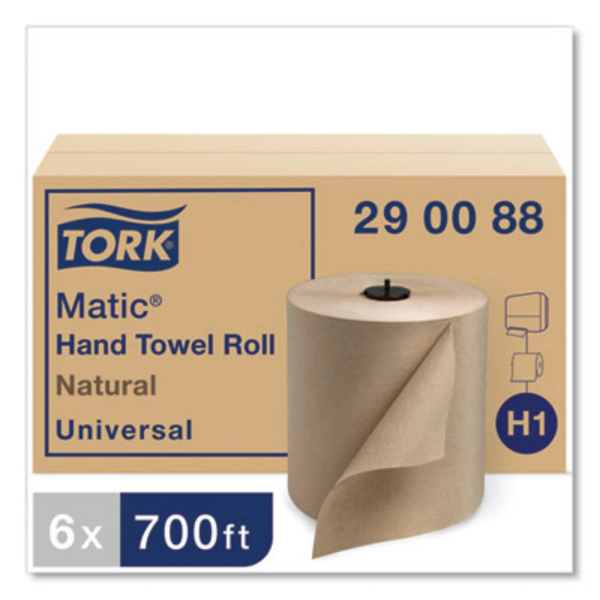 ESSITY TRK290088 Matic Hardwound Roll Towel, 1-Ply, 7.7" x 700 ft, Natural, Roll of 857, Carton of 6 Rolls