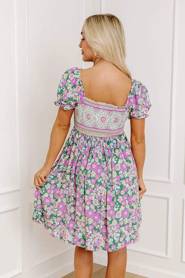 Fan Fav Smocked Floral Mini Dress in Lush Meadow