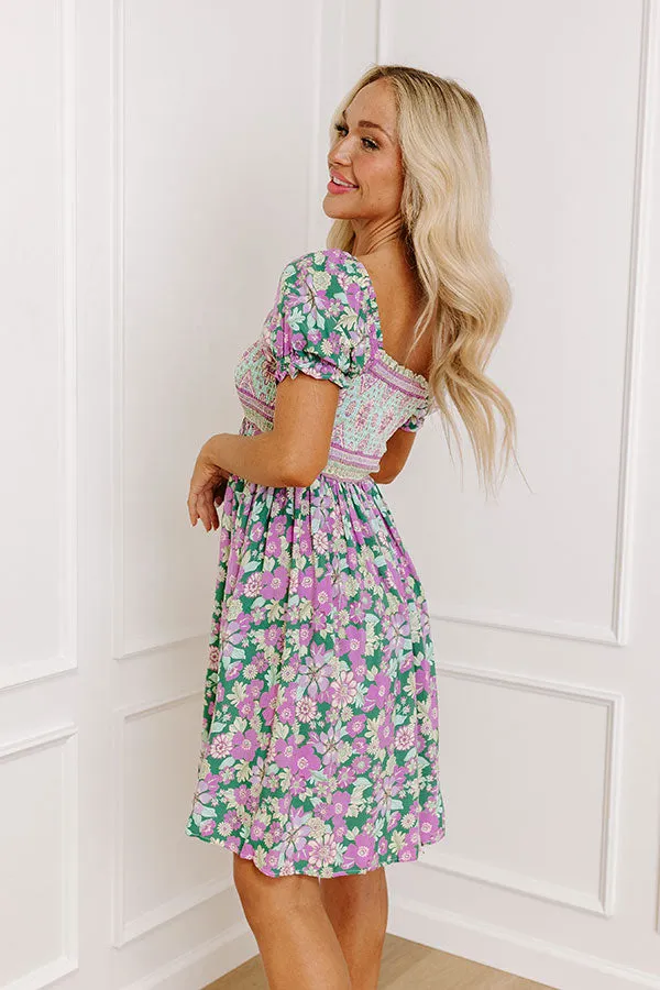 Fan Fav Smocked Floral Mini Dress in Lush Meadow