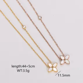 Fashion Fan-Shape Flower Stainless Steel Electroplating Necklaces