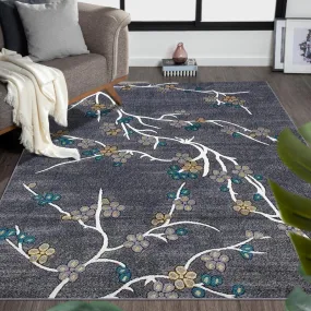 Floral Branches Patterned 6055 Area Rug