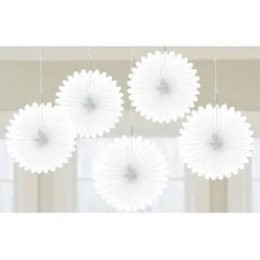 Frosty White Mini Fan Decorations 6in 5pk