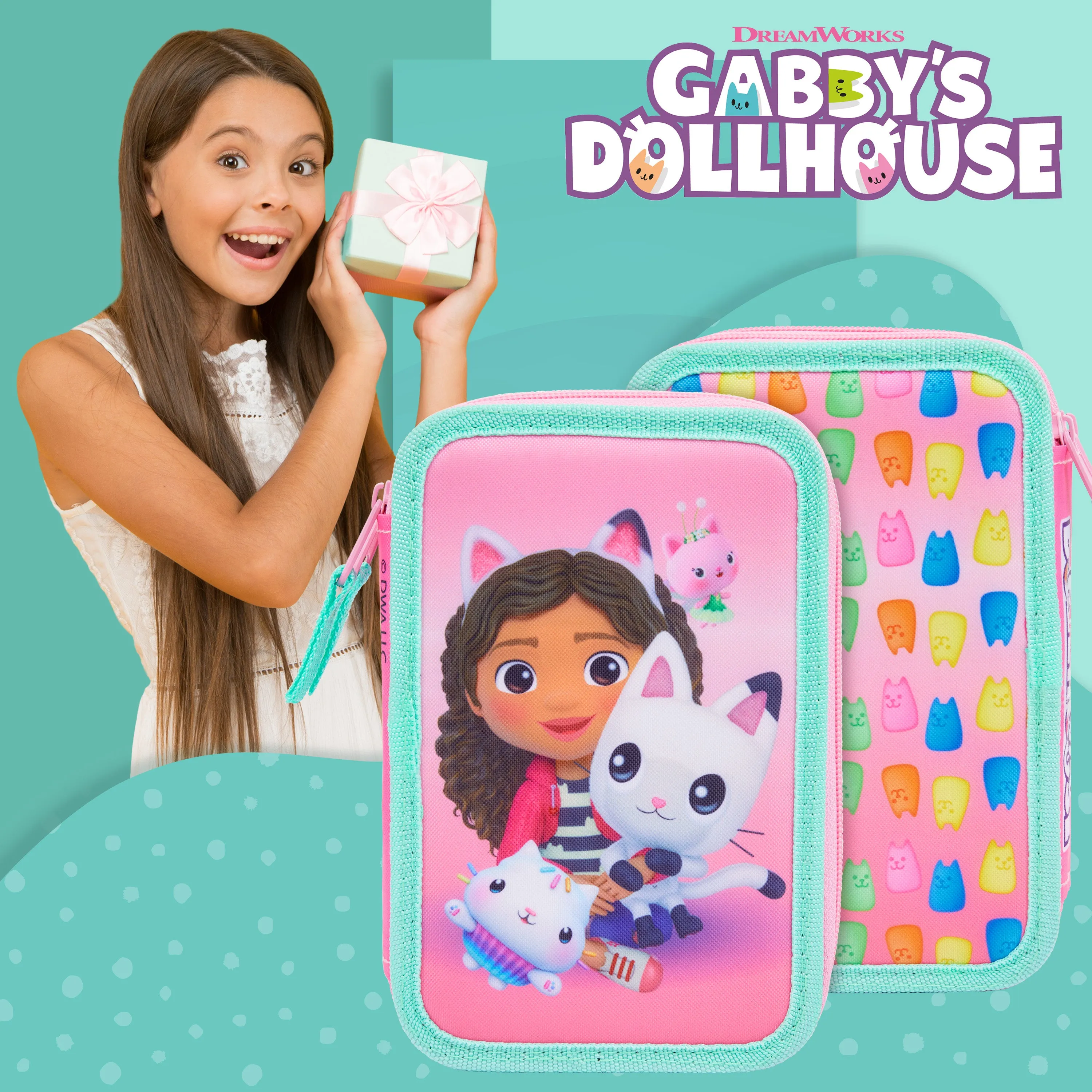 Gabby's Dollhouse Pencil Case with Stationery for Girls