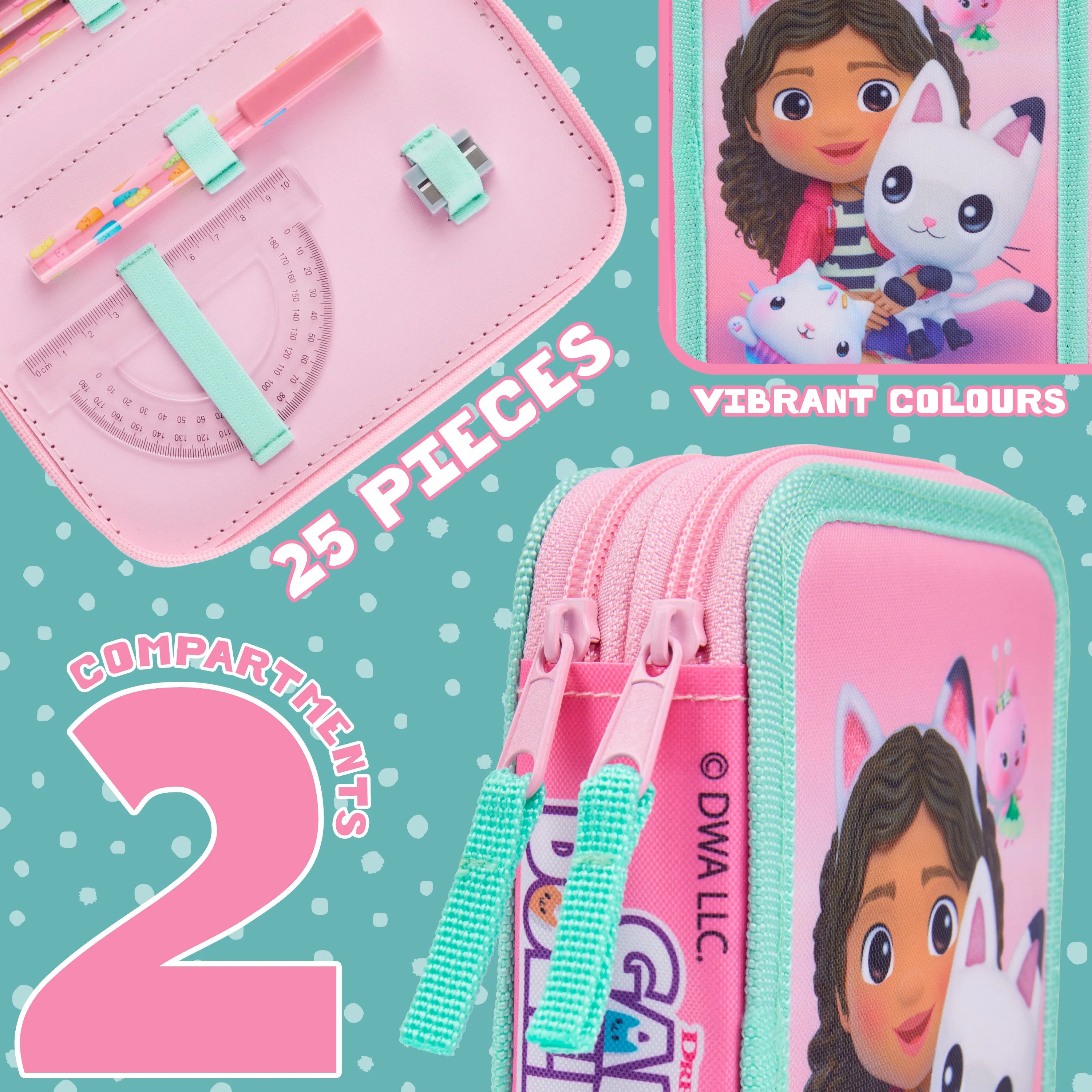 Gabby's Dollhouse Pencil Case with Stationery for Girls