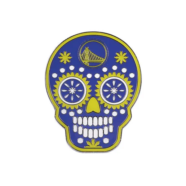 GOLDEN STATE WARRIORS LAPEL PIN SUGAR SKULL