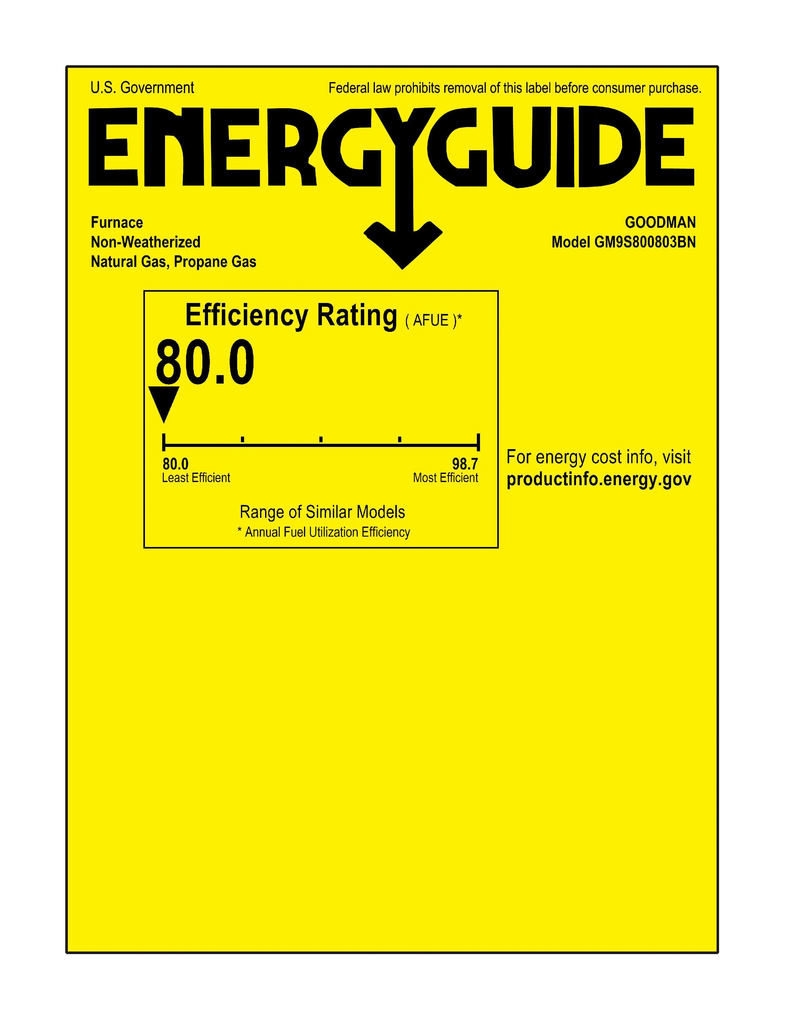 Goodman 80% AFUE 80,000 BTU Single Stage Gas Furnace - Upflow/Horizontal - 17.5" Cabinet - 1,200 CFM