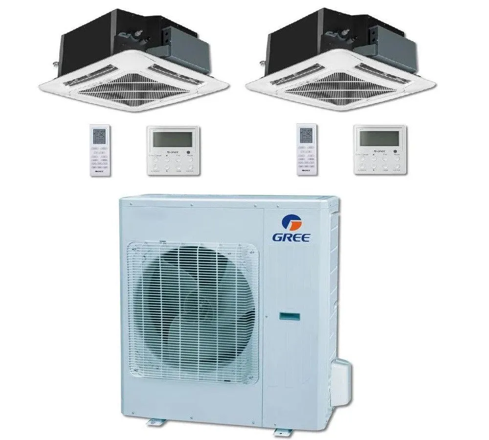 GREE Multi Gen2 Series 24,000 BTU 2-Zone Ceiling Cassette 18K 18K Ductless Mini-Split System