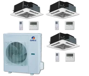 GREE Multi Gen2 Series 42,000 BTU 3-Zone Ceiling Cassette 18K 18K 24K Ductless Mini-Split System