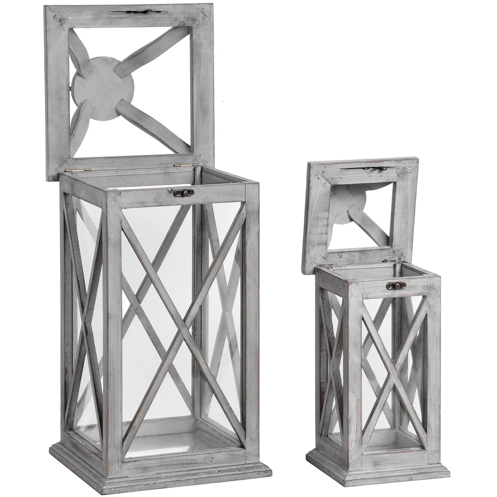 Grey Cross Sections Lanterns Set of 2