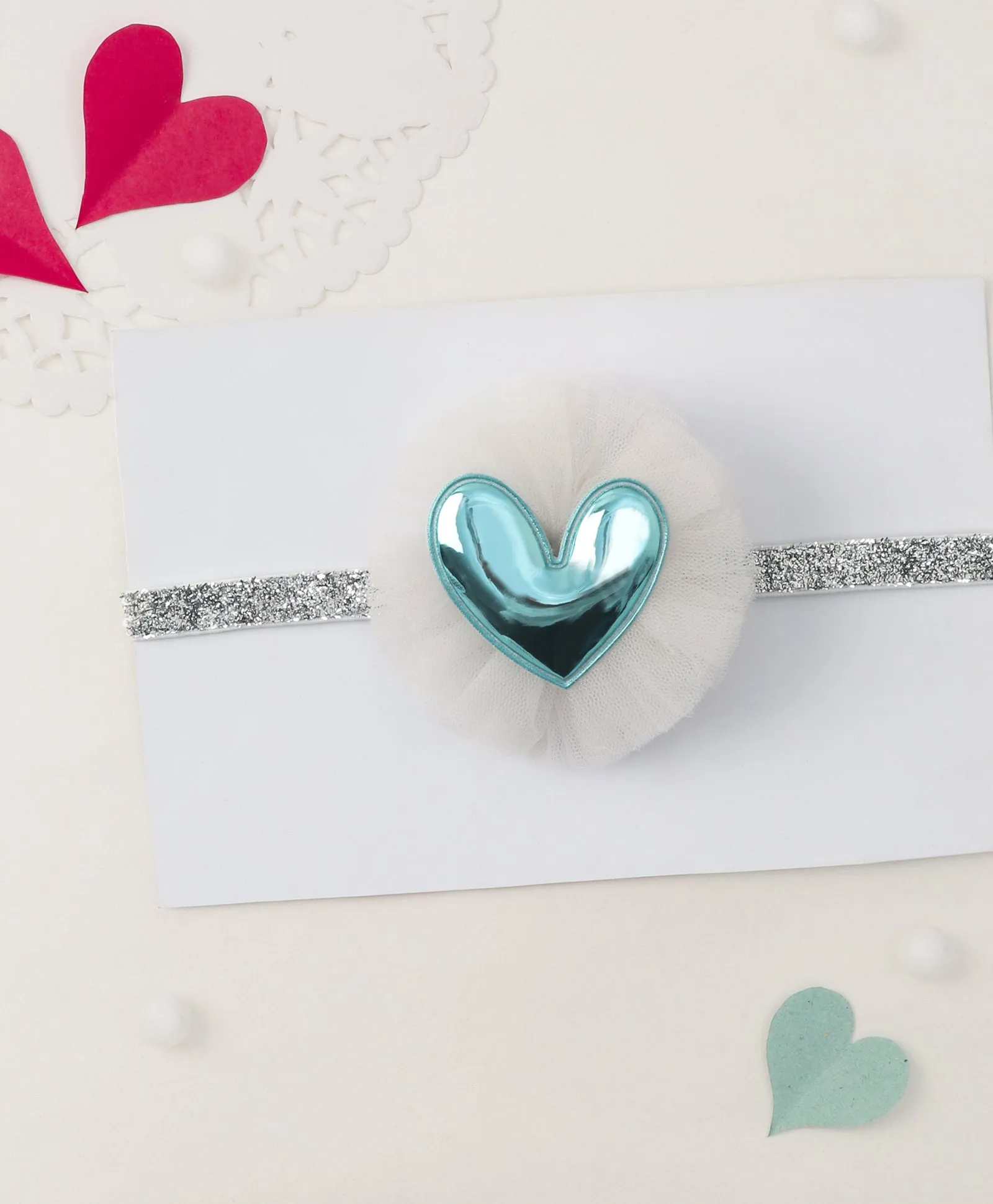 Heart Applique Headband - Blue