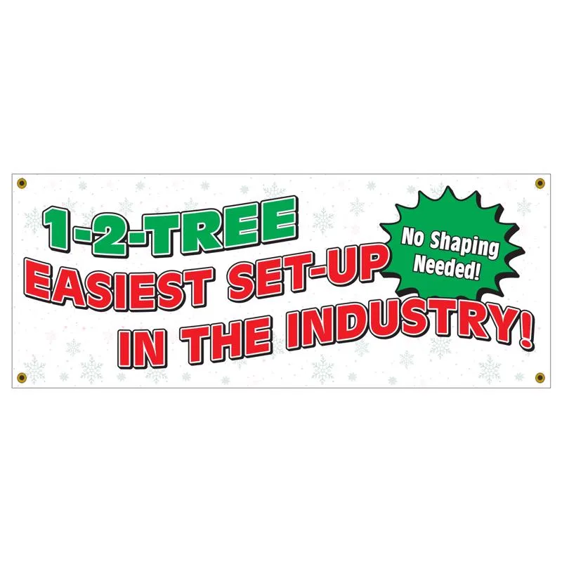 Holiday Bright Lights 1-2 Tree Vinyl 5'x2' Store Banner 1 pk