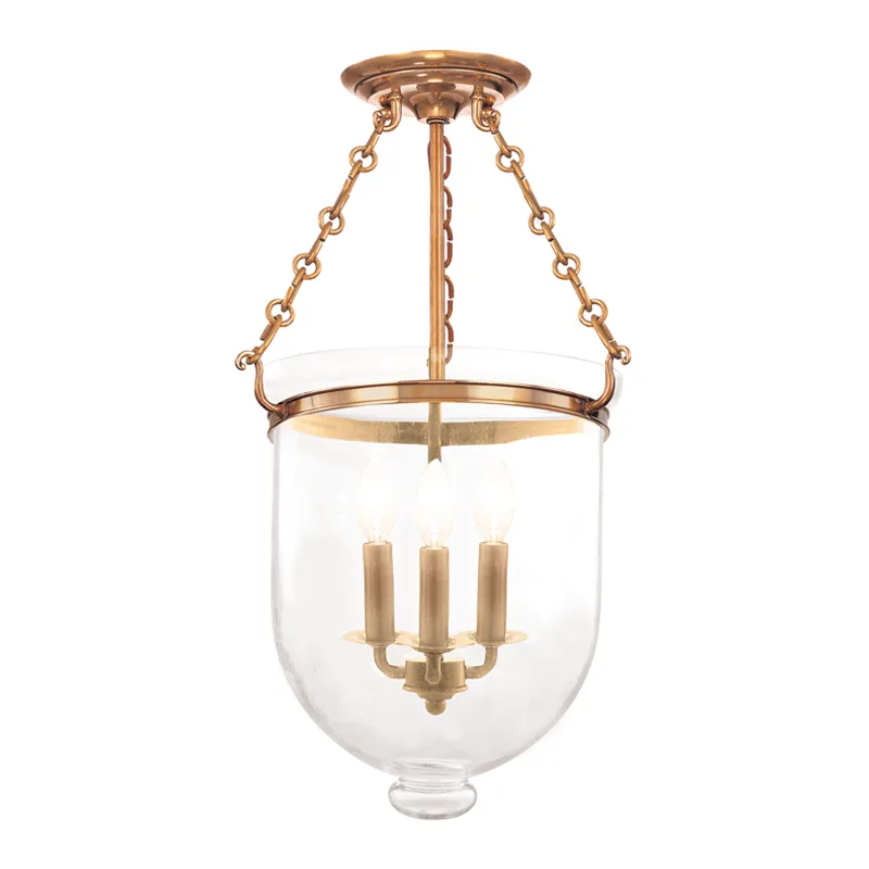 Hudson Valley Lighting Hampton 20.25" 3 Light Semi Flush Aged Brass - 253-AGB-C1