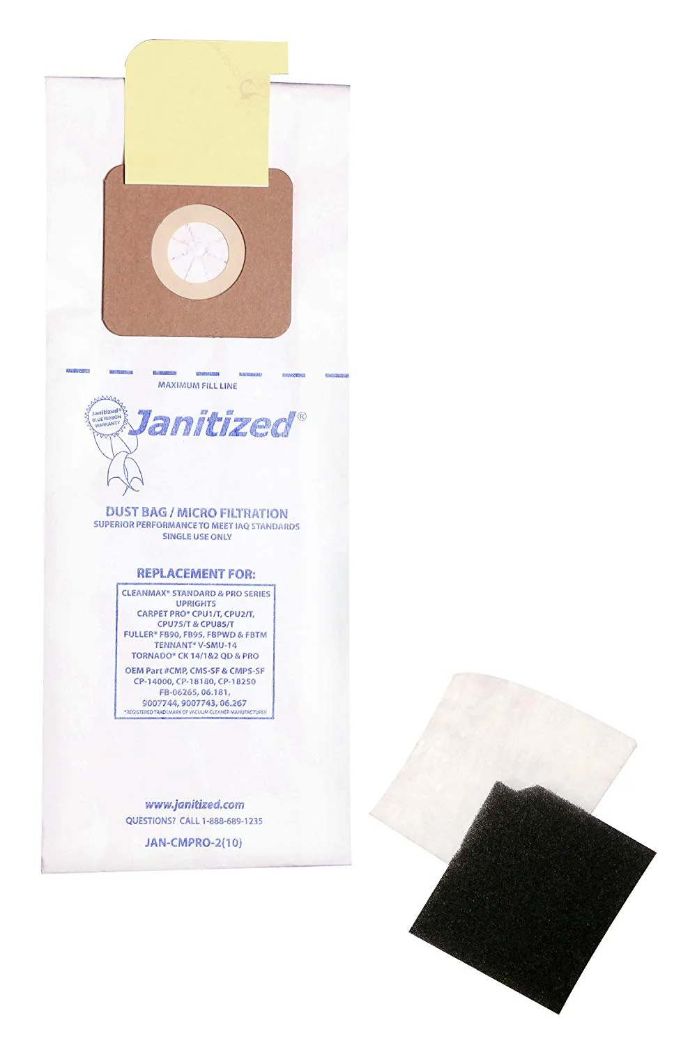 JAN-CMPRO Vacuum Filter Bags Tennant 10-PK