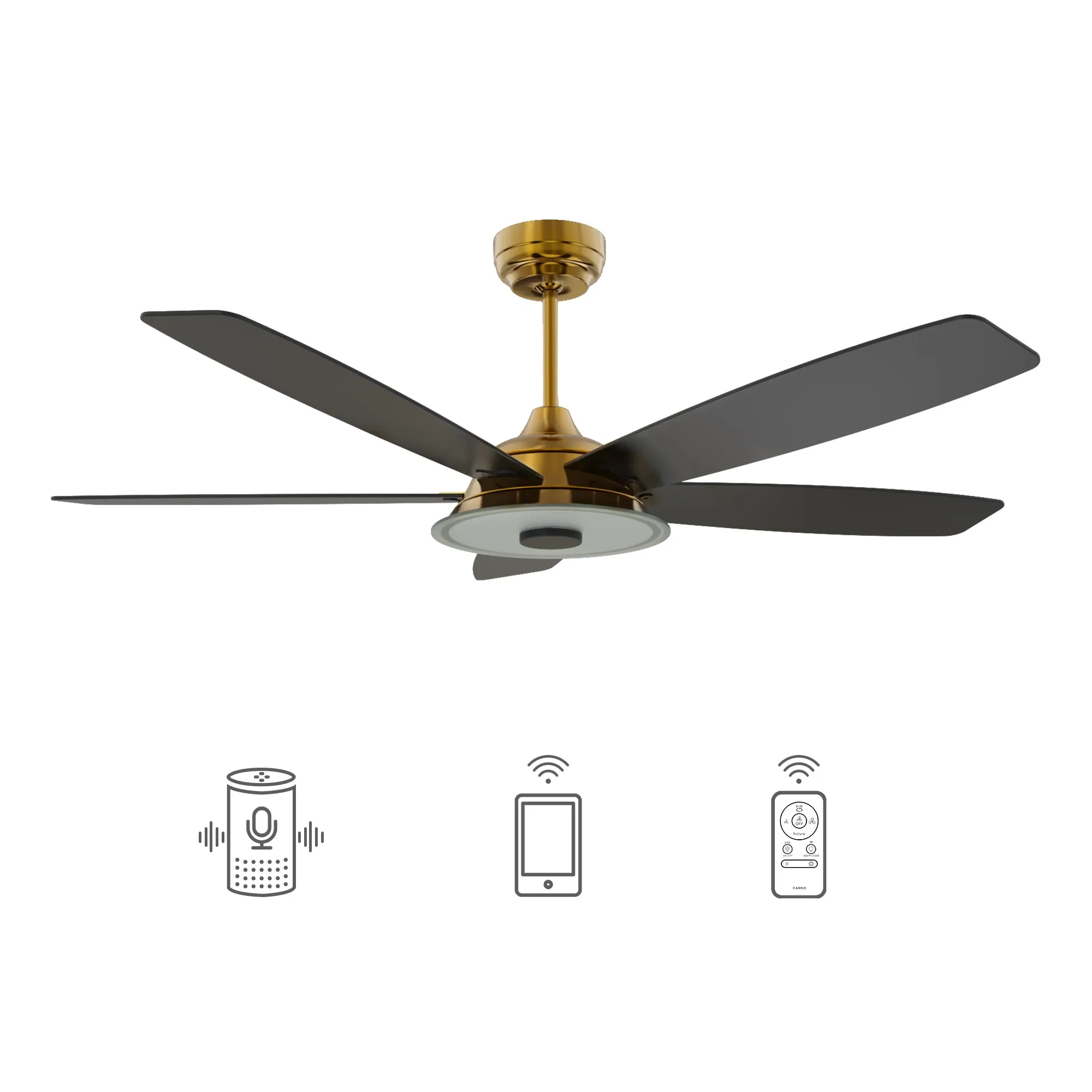 JOURNEY 56 inch 5-Blade Smart Ceiling Fan with LED Light Kit & Remote - Gold/Black