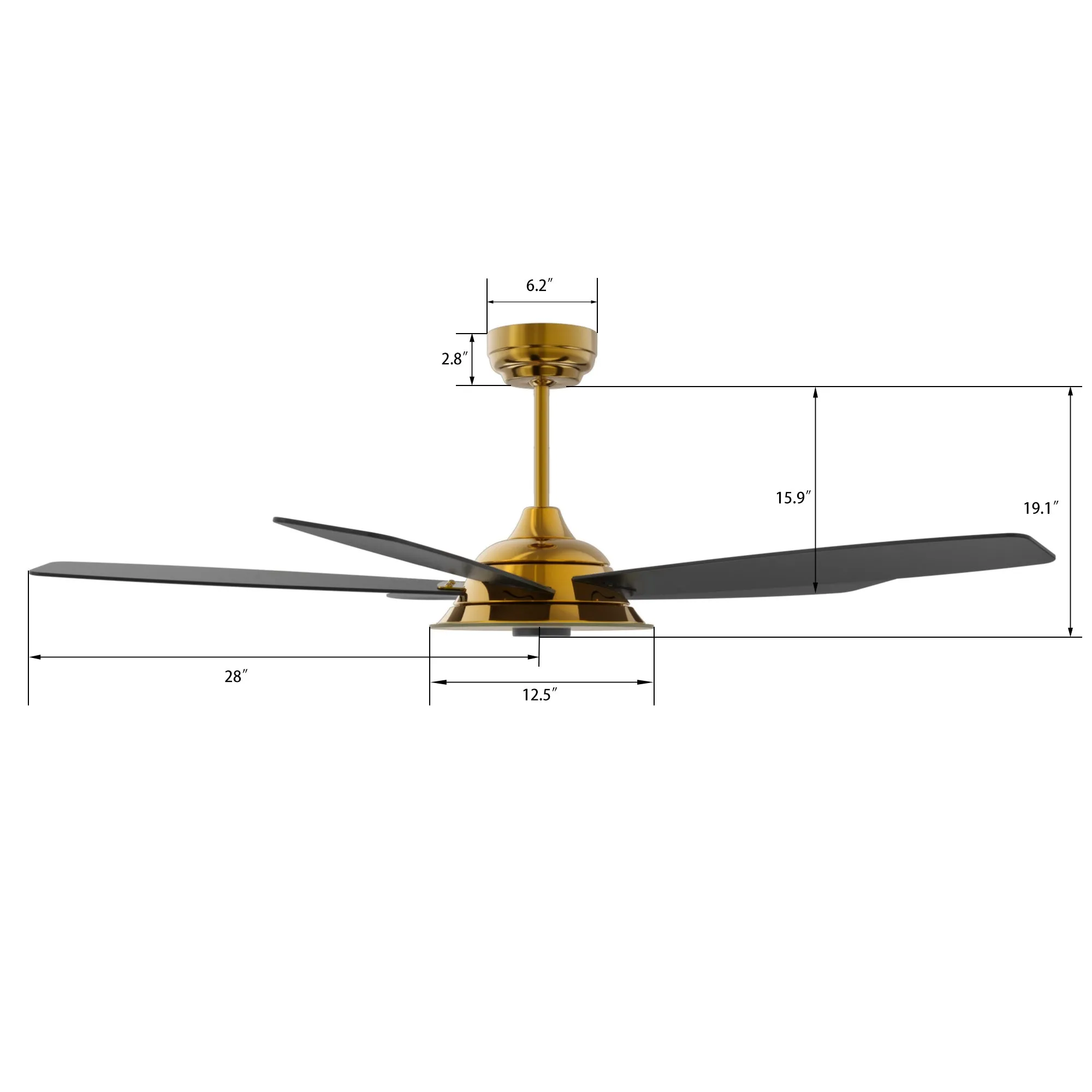 JOURNEY 56 inch 5-Blade Smart Ceiling Fan with LED Light Kit & Remote - Gold/Black