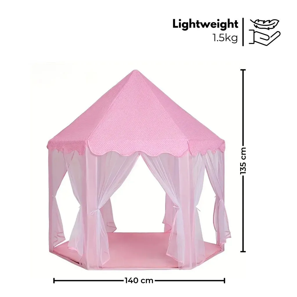 Kids Hexagonal Tent (Pink with LED Lights)