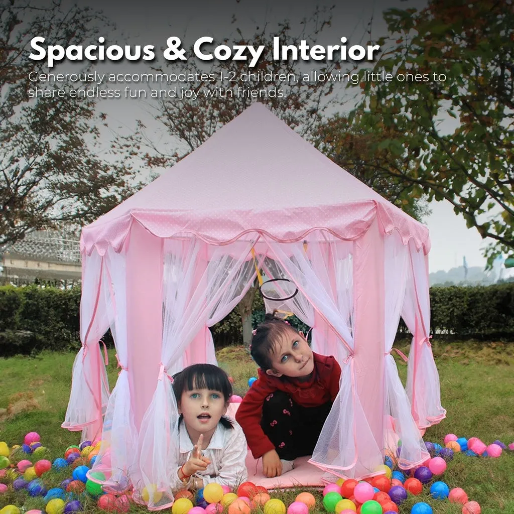 Kids Hexagonal Tent (Pink with LED Lights)