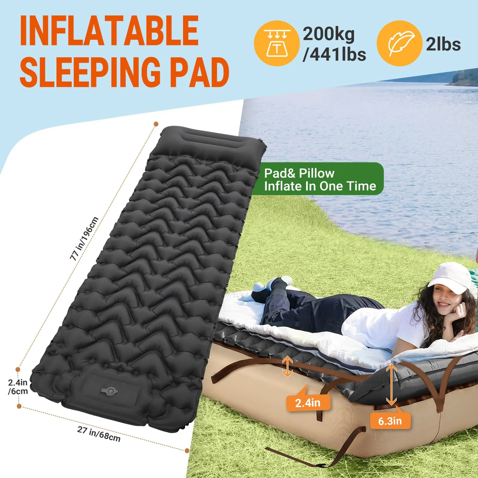 KingCamp OAK P10 Camping Air Bed Frame with Inflatable Backpacking Pad