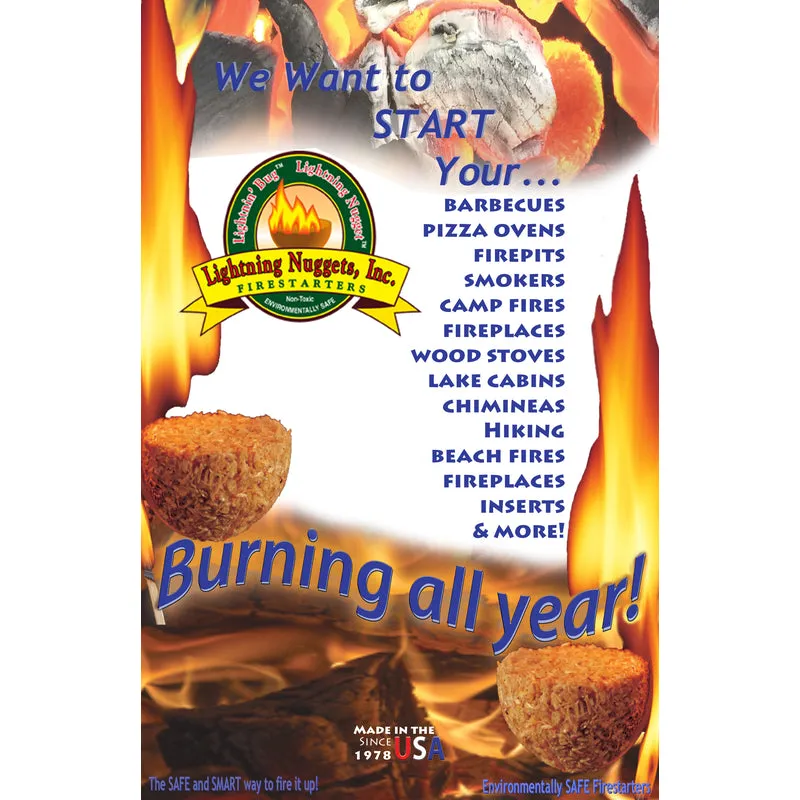 Lightning Nugget Natural Pine Fire Starter 15 min 50 pk