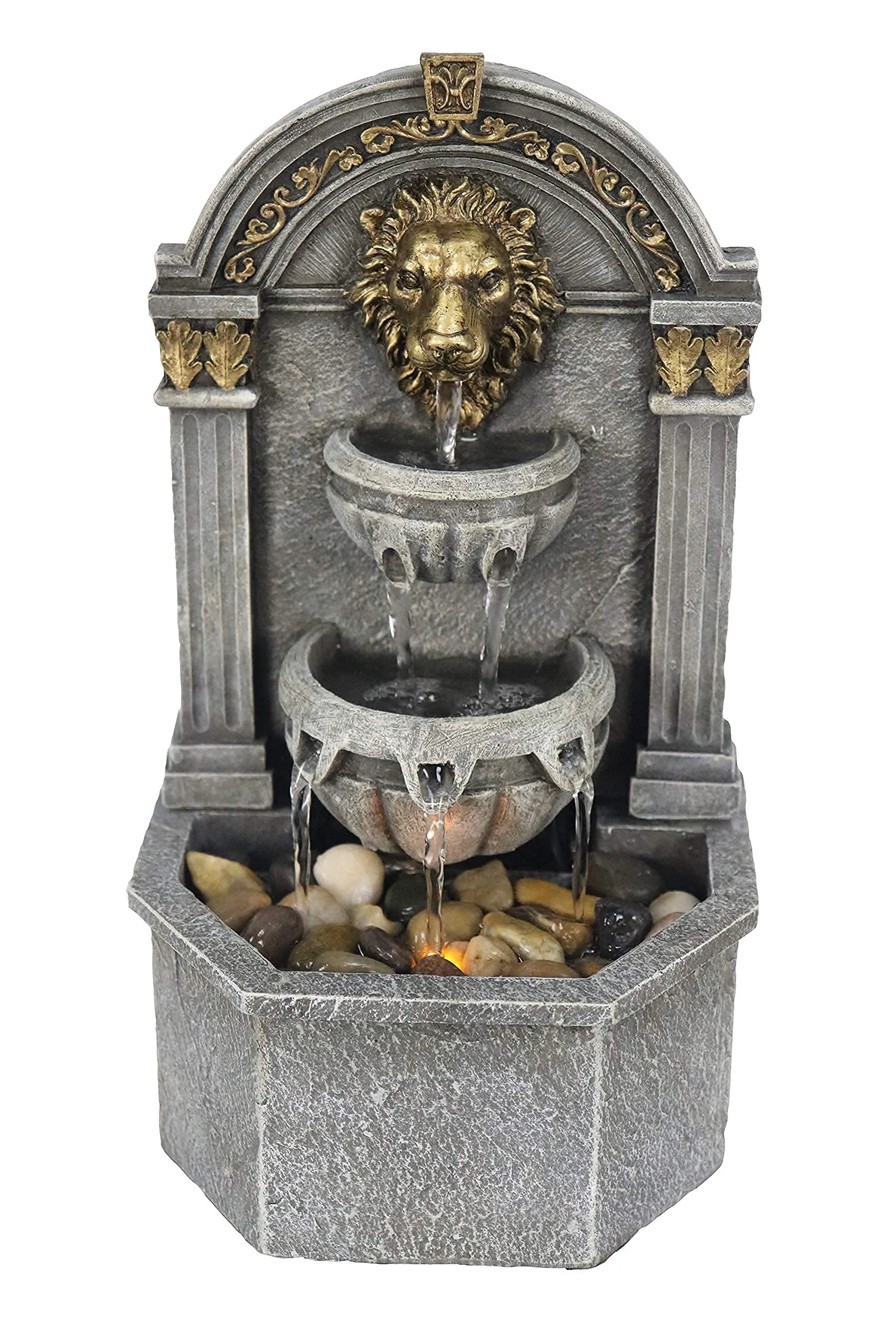 Lion's Head Fountain Relaxation Fountain with Automatic Pumps and LED Lights Fountain for Interior Decoration Indoor Fountain