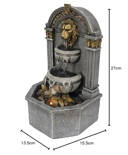 Lion's Head Fountain Relaxation Fountain with Automatic Pumps and LED Lights Fountain for Interior Decoration Indoor Fountain