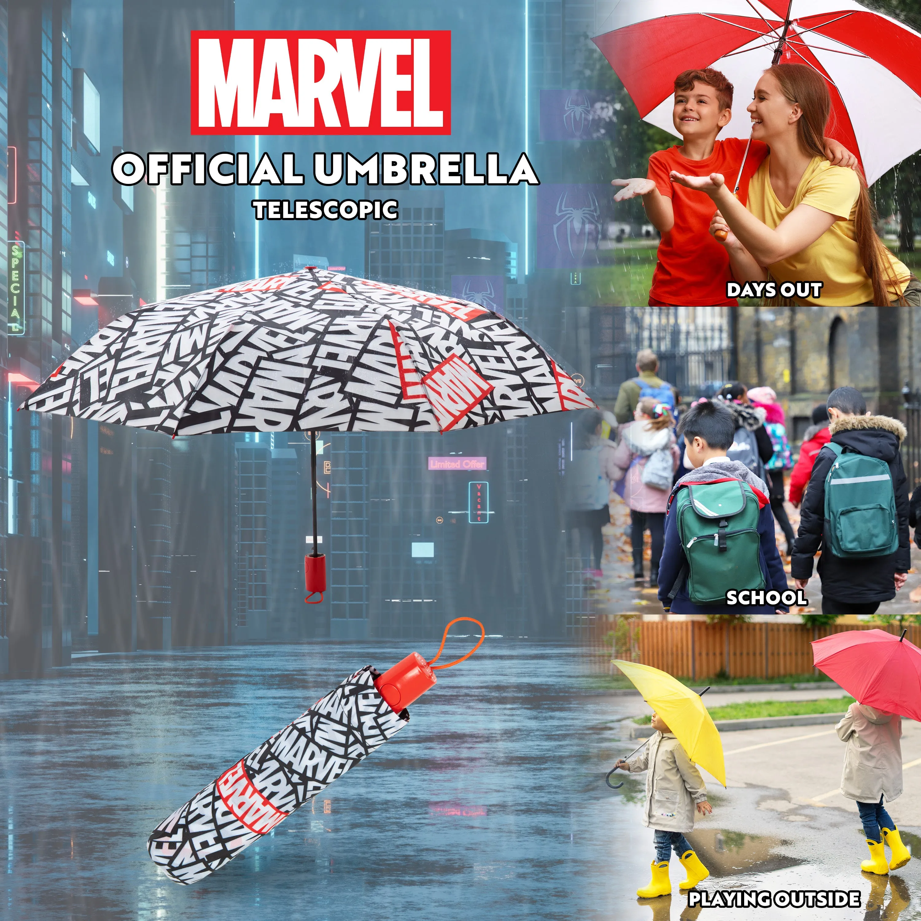 Marvel Kids Umbrella - Folding Telescopic Umbrella