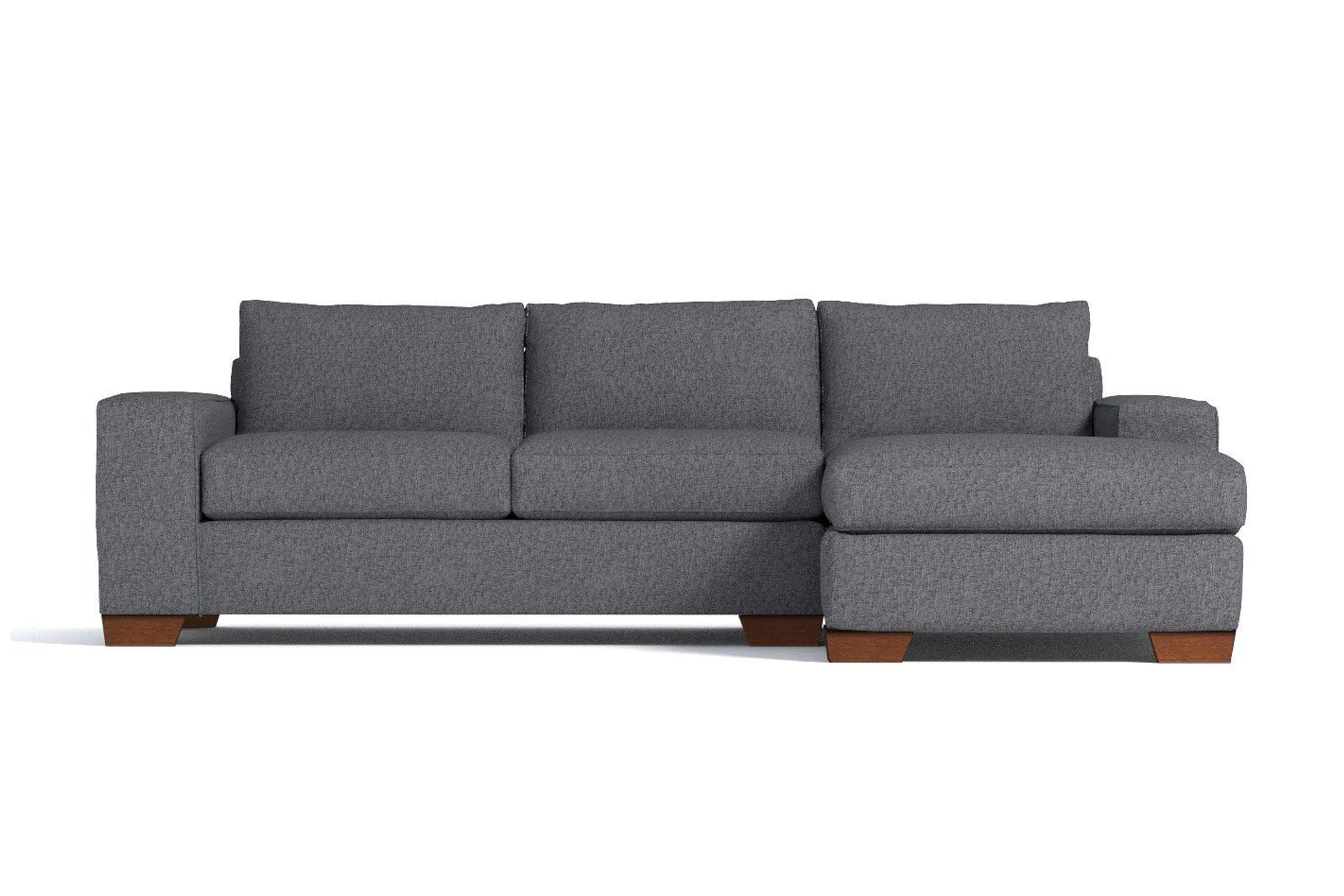 Melrose 2pc Sleeper Sectional :: Leg Finish: Pecan / Configuration: RAF - Chaise on the Right / Sleeper Option: Memory Foam Mattress