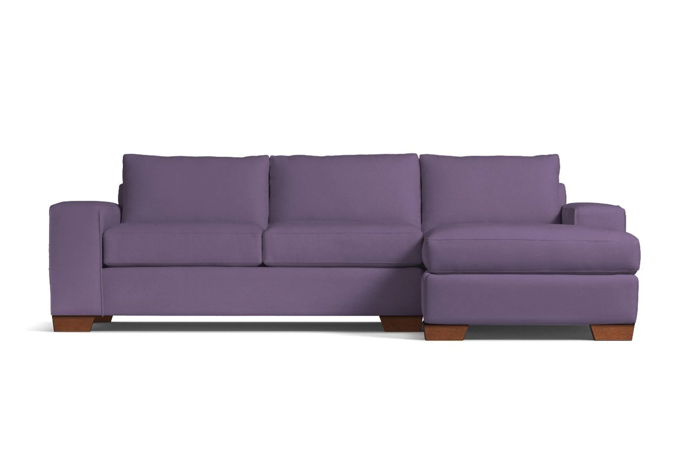 Melrose 2pc Sleeper Sectional :: Leg Finish: Pecan / Configuration: RAF - Chaise on the Right / Sleeper Option: Memory Foam Mattress