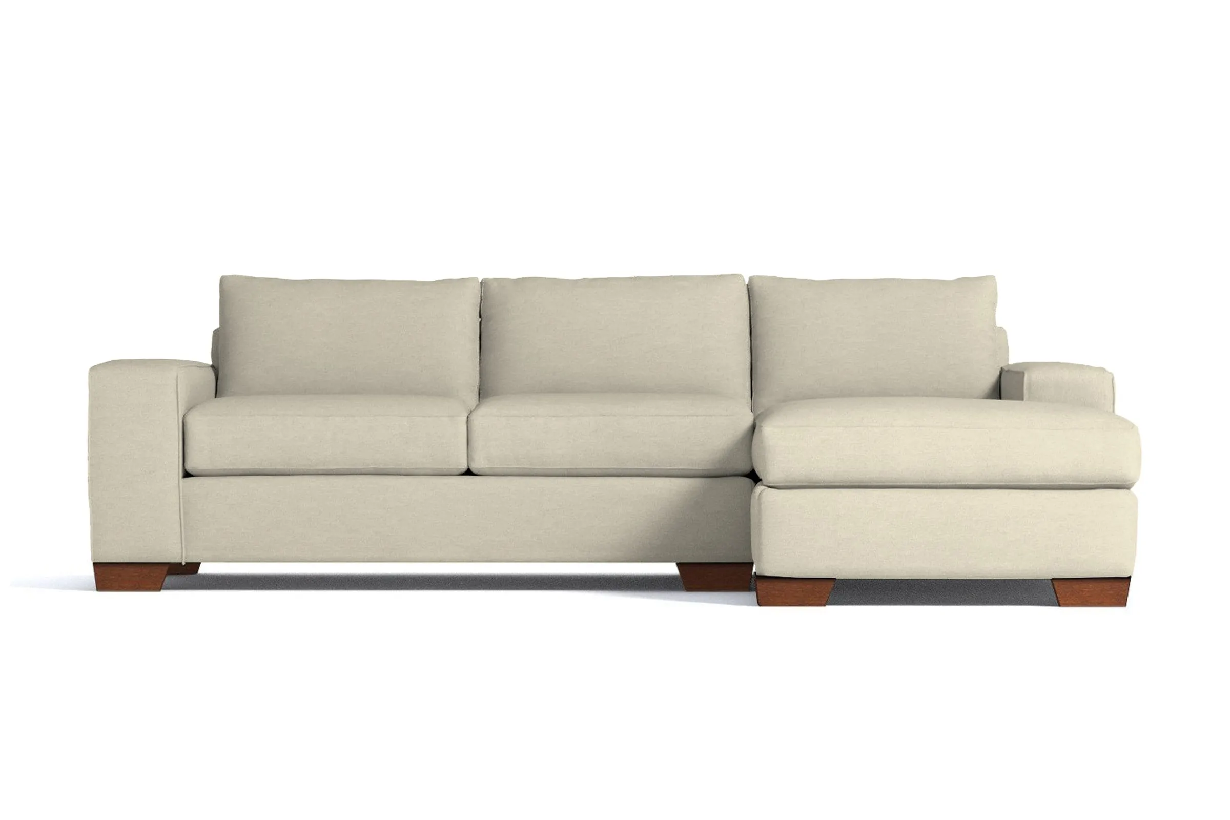 Melrose 2pc Sleeper Sectional :: Leg Finish: Pecan / Configuration: RAF - Chaise on the Right / Sleeper Option: Memory Foam Mattress