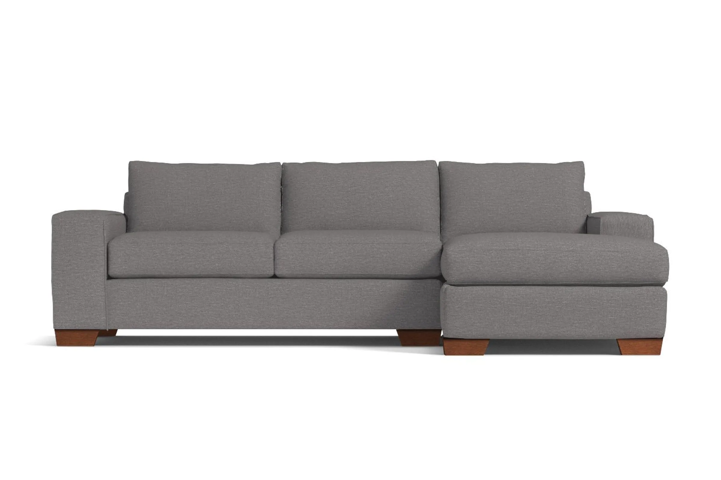 Melrose 2pc Sleeper Sectional :: Leg Finish: Pecan / Configuration: RAF - Chaise on the Right / Sleeper Option: Memory Foam Mattress