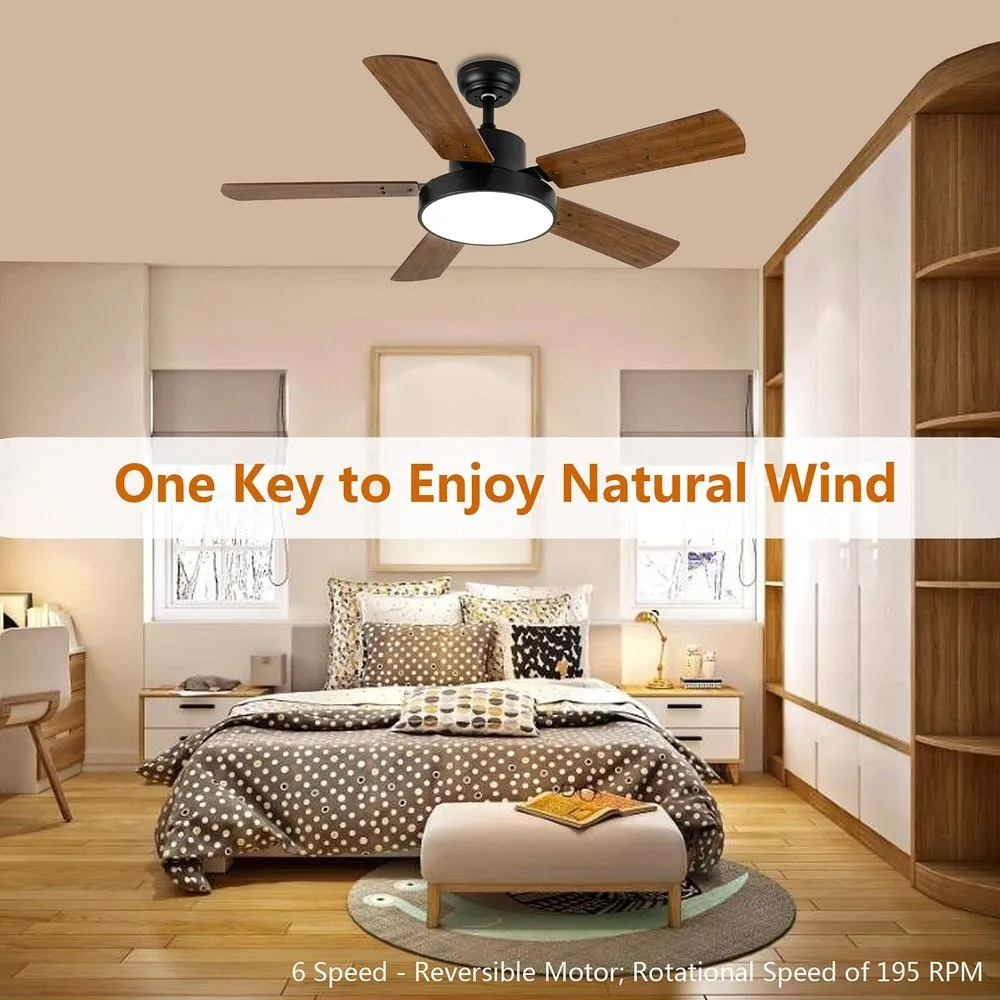 Modern LED Light Ceiling Fan Bronze  44-inch