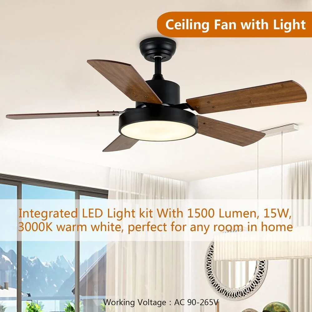 Modern LED Light Ceiling Fan Bronze  44-inch