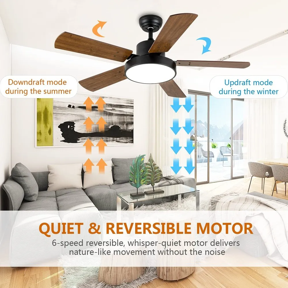 Modern LED Light Ceiling Fan Bronze  44-inch